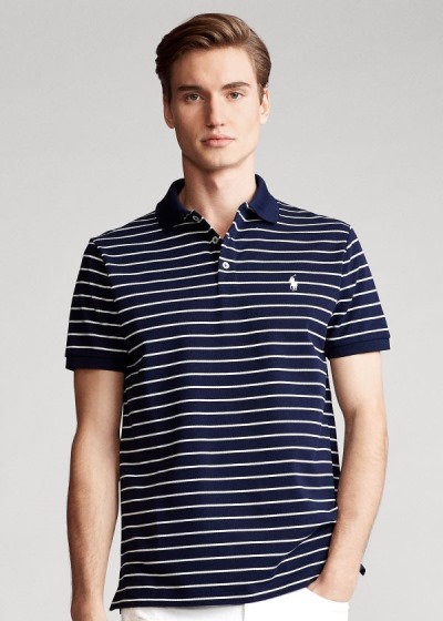 Polos Polo Ralph Lauren Hombre Azul Marino / Blancos - Custom Slim Stretch Mesh - OFNJL9562